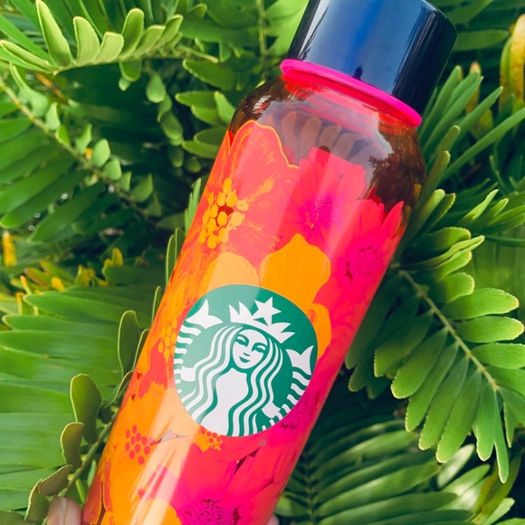 Starbucks Strawberry Fields Floral Glass Water Bottle Tumbler Cup 20oz 2022 NWT - Picture 9 of 9